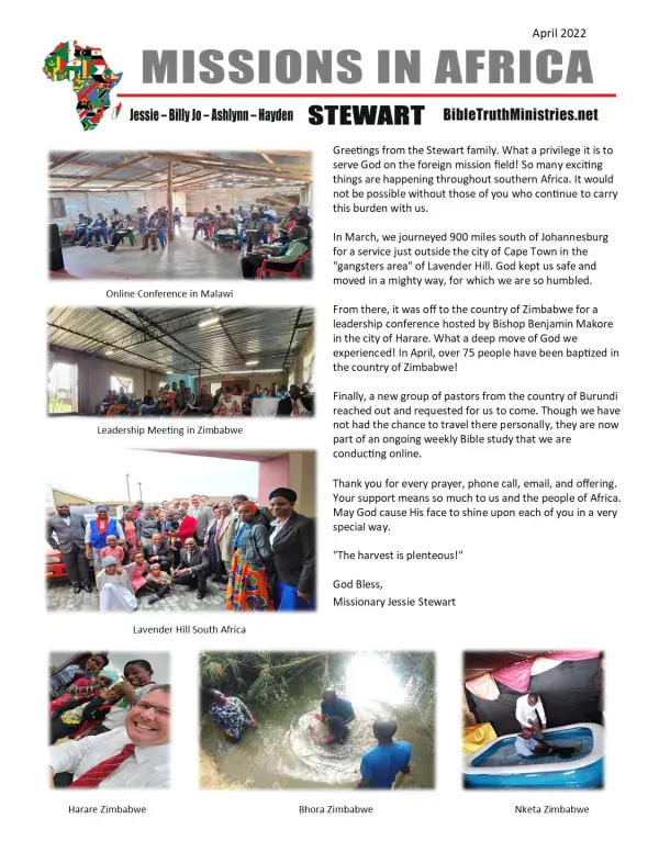 Cover of the April 2022 Stewart Family newsletter