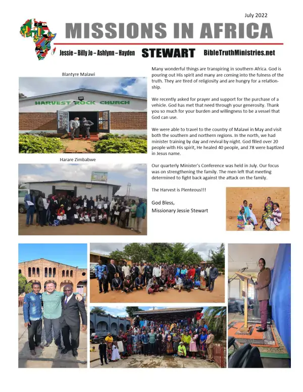 Cover of the July 2022 Stewart Family newsletter