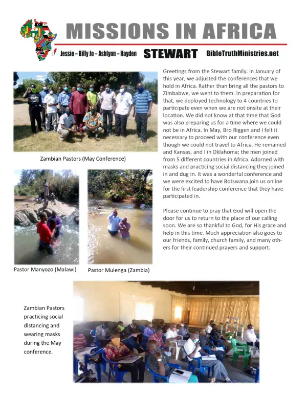 Cover of the June 2020 Stewart Family newsletter