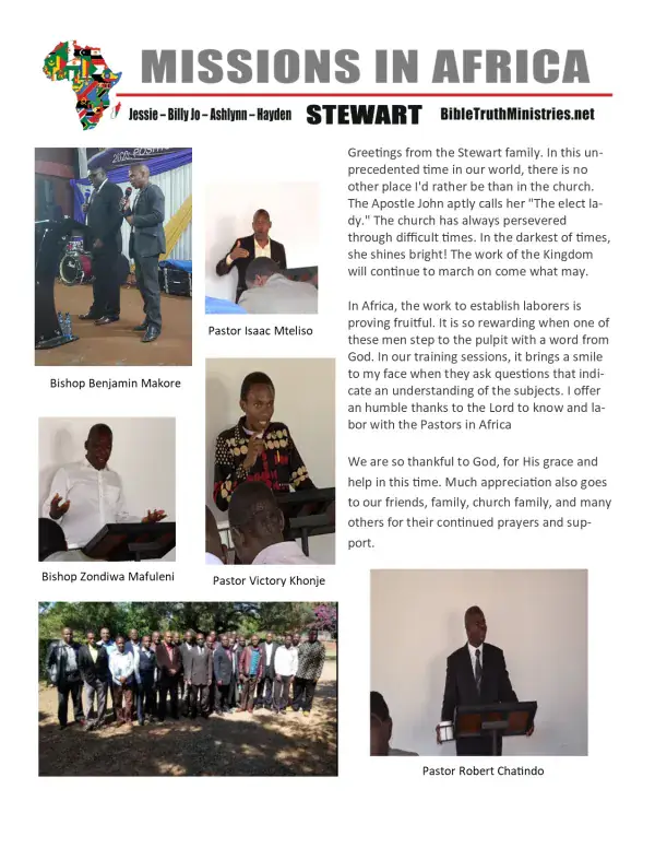 Cover of the March 2020 Stewart Family newsletter