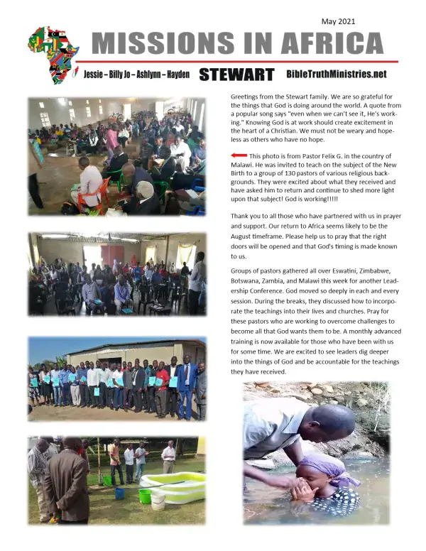 Cover of the May 2021 Stewart Family newsletter