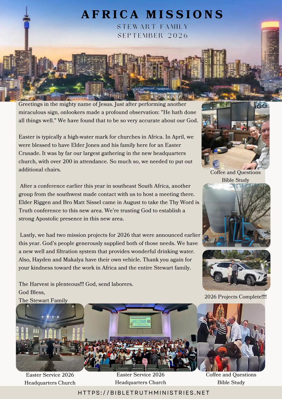 Cover of the September 2026 Stewart Family newsletter
